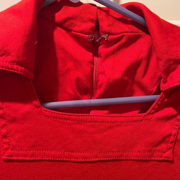 Vintage Handmade Red Dress Size Small MCM 1950  1960’s A Line Smock Empire Waist - Picture 4 of 8